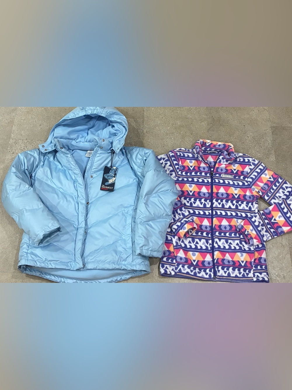 Girls COLUMBIA/GAP Down Winter Coat & Fleece Jacket Lot, sz 14/16…1 NWT